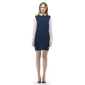Club Monaco silk long sleeve collar dress